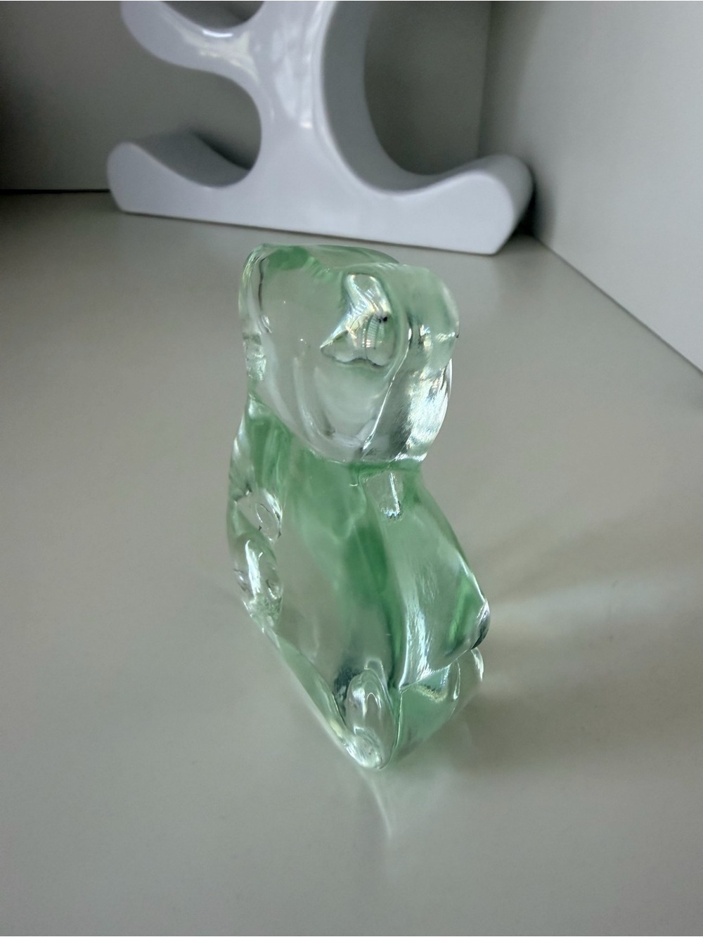 Vintage Teddy Bear Glass Clear Heavy Paper weight Decorative Home Decor - Picture 7 of 8